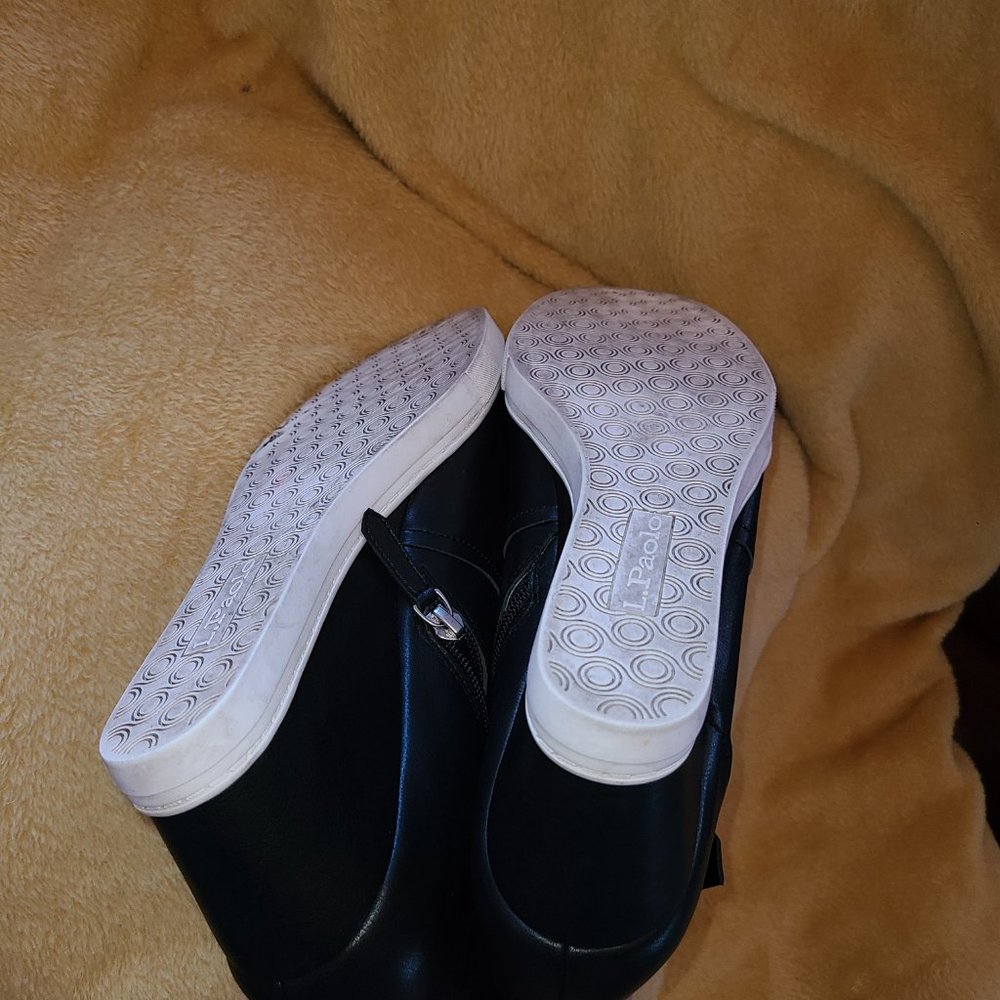 Linea Paolo "Freshton" Black Leather Wedge Sneakers Booties sz. 12M MSRP $178 - Picture 2 of 5